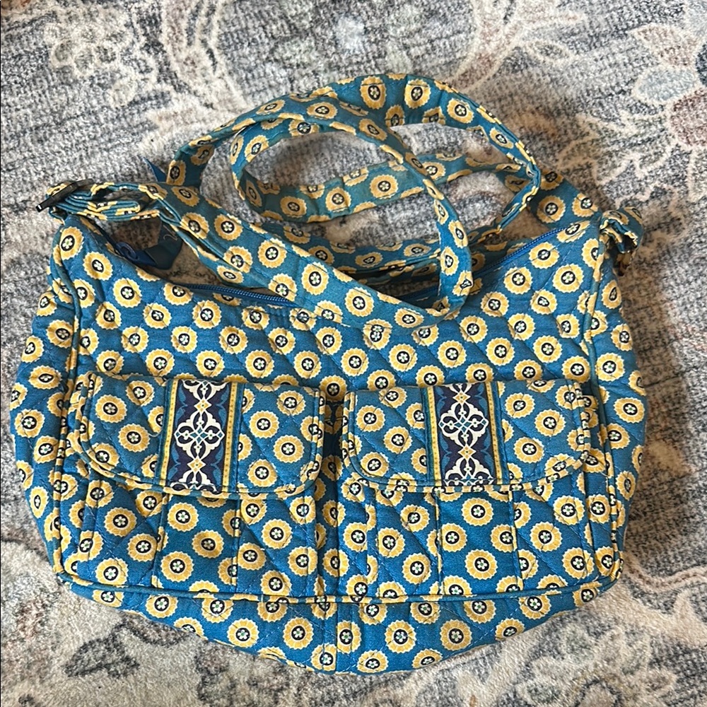 Vera Bradley Blue and Yellow Floral Shoulder Bag